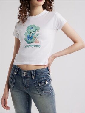 NastyGal Calling My Daddy WhiteGraphic Tee